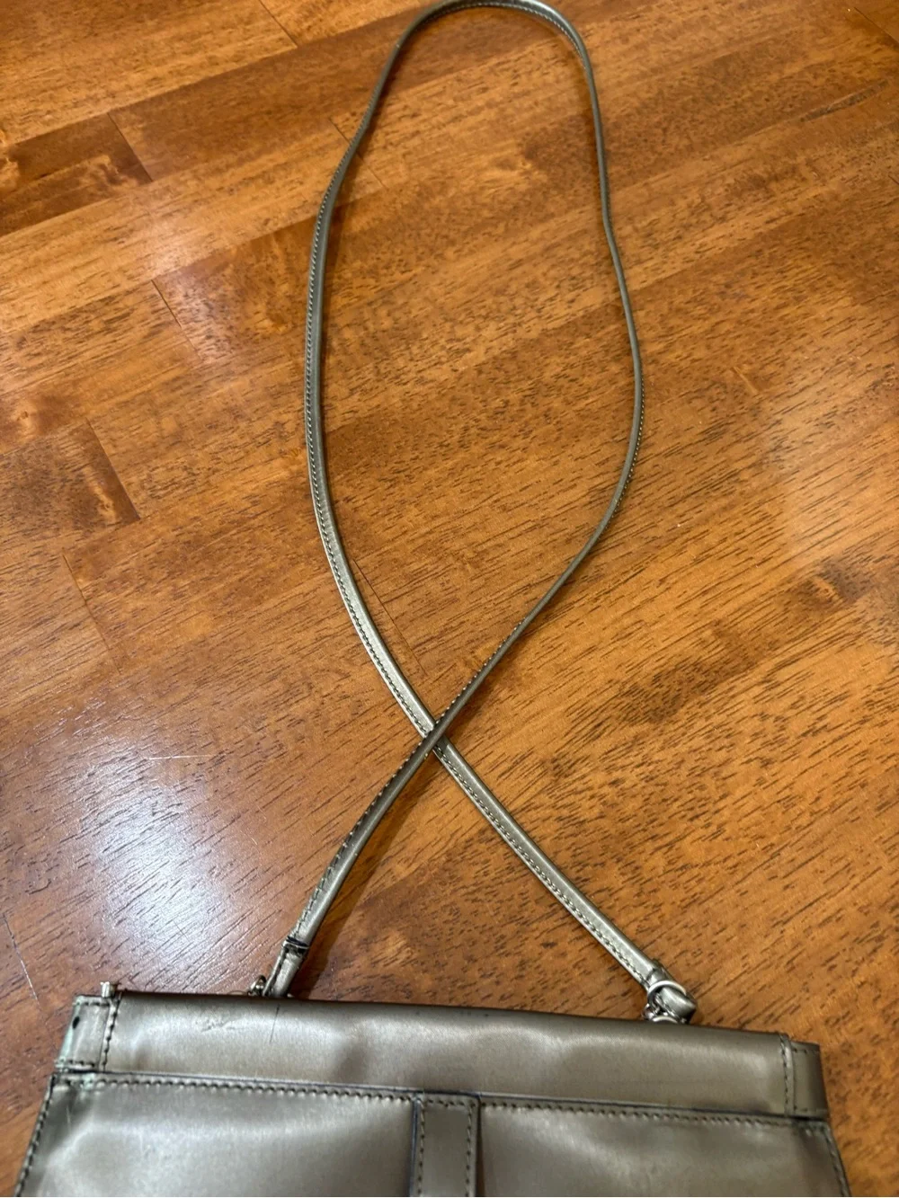 Giorgio Armani Metallic Pewter Leather Crossbody Bag